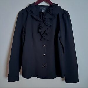 Gracia | Ruffle Neck Button Front Blouse | Size L